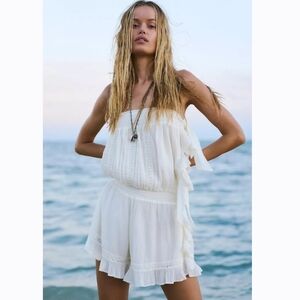 Free People White Feelin Fancy Romper New Size L